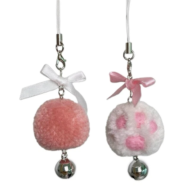 Plush Stuffed Keychain Bowknot Cat Claw Balls Soft Pendant Keyring for Decor