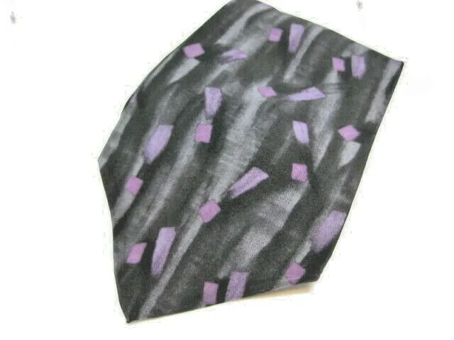 Barrington Designer 100% Silk Tie Dress Work neck wear black purple shapes Men