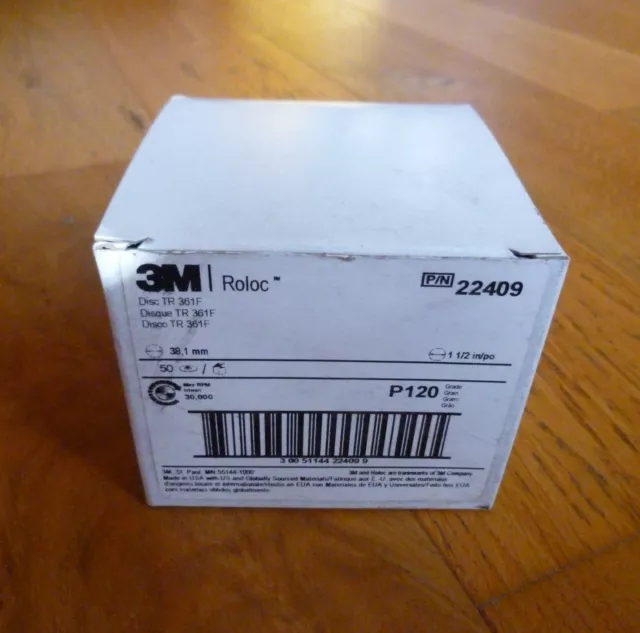 3M Roloc Disc TR 361F P120 38,1 mm 1,5 Zoll Box mit 50 kostenlosen UK P + P