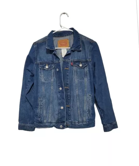 Girls Levi Button Up Blue Denim Jean Jacket Size Large 12 Kids Youth