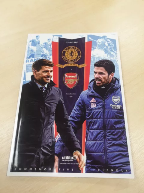 RANGERS  v  ARSENAL 17th JULY 2021 PRE SEASON FRIENDLY PROGRAMME