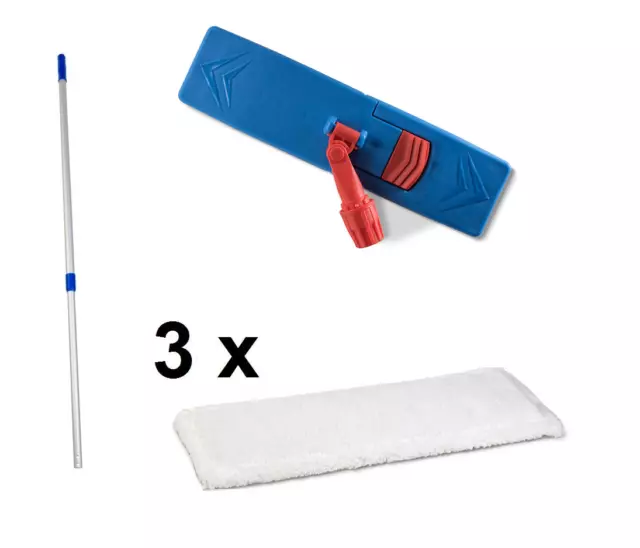 Mopptex Wischmop Set 50 cm Klapphalter + Alustiel + 3 Microfasermop Mop Mopp