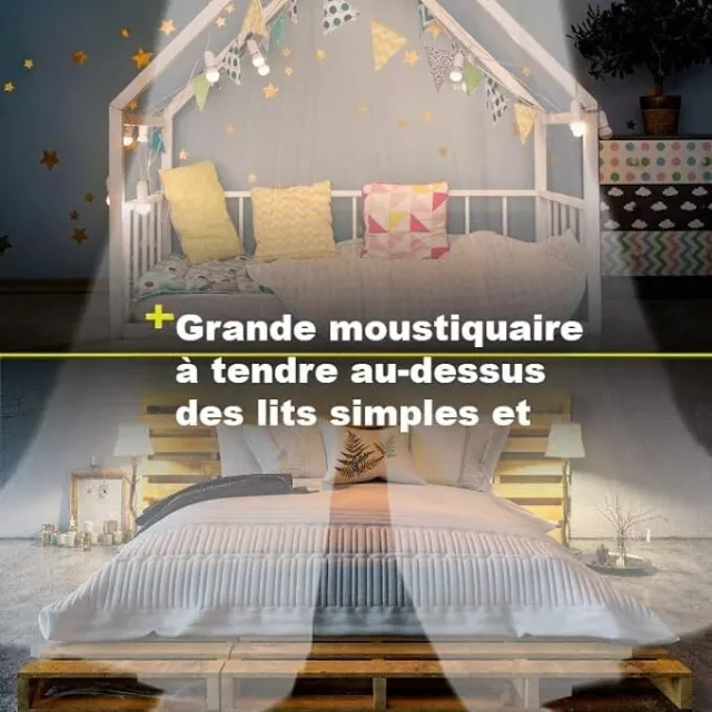 Grand Moustiquaire Ciels pour Lit Double -Proctection Moustique Tigre, insectes