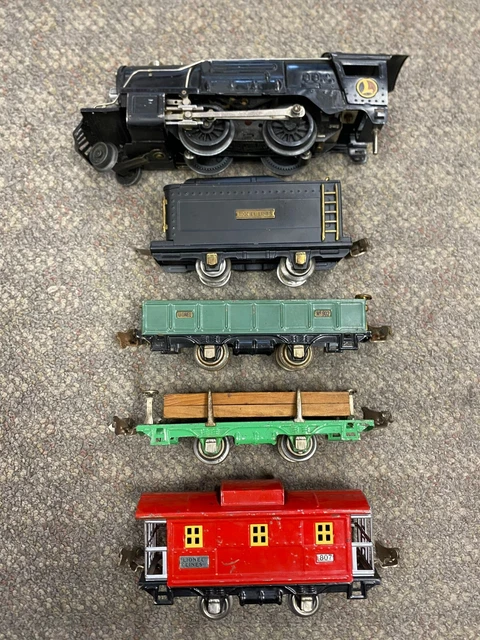 + Lionel Prewar O Tinplate 259 Steam Locomotive & Tender 3-Car Freight Set *ST