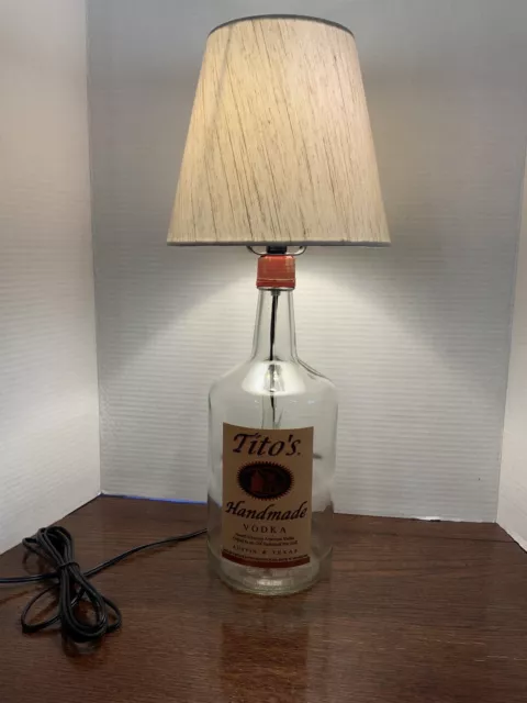 Tito's Vodka Large 1.75L Bottle TABLE LAMP Light with  Lamp Shade LED Bulb