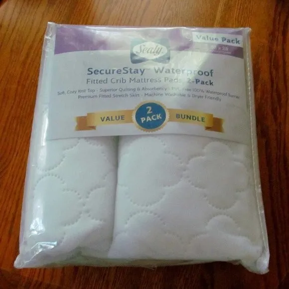 Paquete de 2 almohadillas de colchón para cuna impermeables Sealy, almohadilla de colchón para cuna acolchada