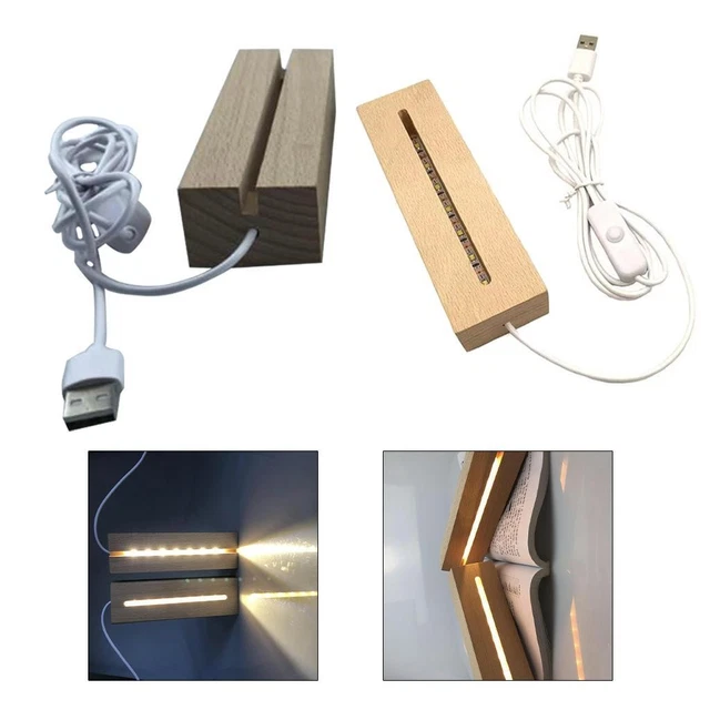 HANDMADE WOOD RECTANGLE LED Lights Display Base Wooden Lighted Stand ...