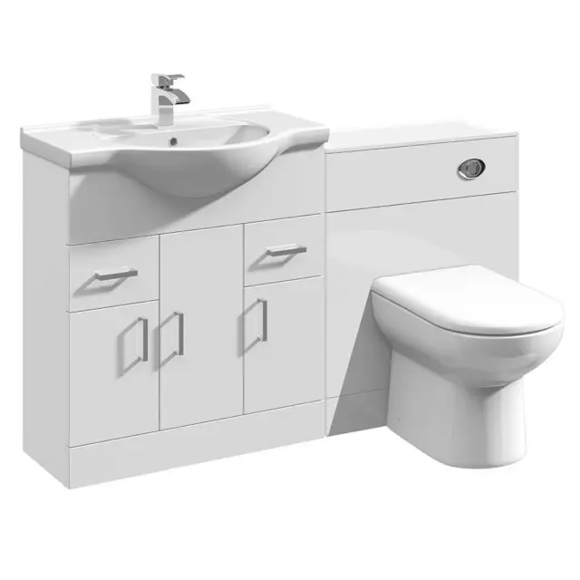 Vanity Unit Combined Sink Toilet Bathroom Suite Furniture Set Pan Cistern 1350mm