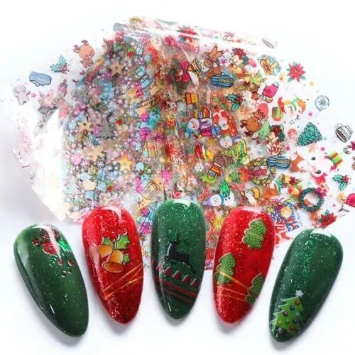 10 CHRISTMAS Nail Art Foils / Nail Transfer Foil / Wraps / Glitter Sticker