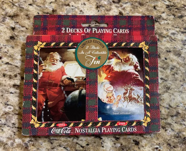 Coca Cola Christmas Playing Cards Santa Claus Tin 2 Decks Vintage 1997