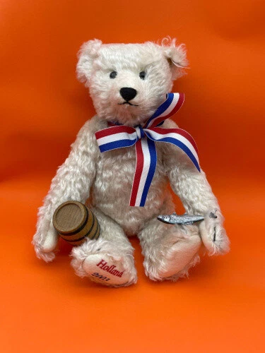 Teddy Arlequin Steiff 30cm - Ours En Mohair Rouge, édition 2007, Neuf Sous Boîte