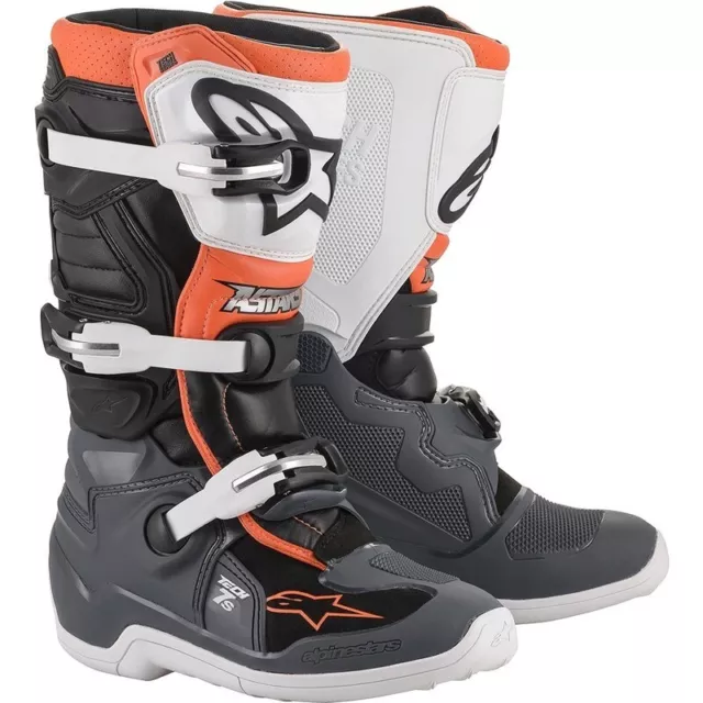 NEW Alpinestars Tech 7s Black/Grey/Orange Kids Dirt Bike Boots