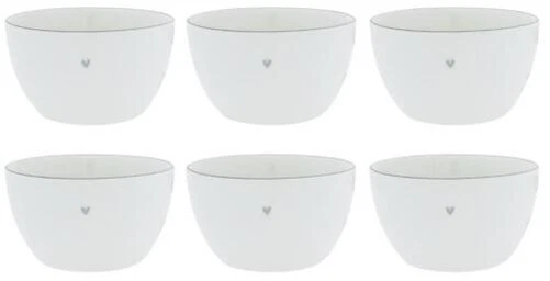 6er Set Ciotola Cereali Cuore con Piccolo Gray Cuore E Bordo BASTION COLLECTIONS