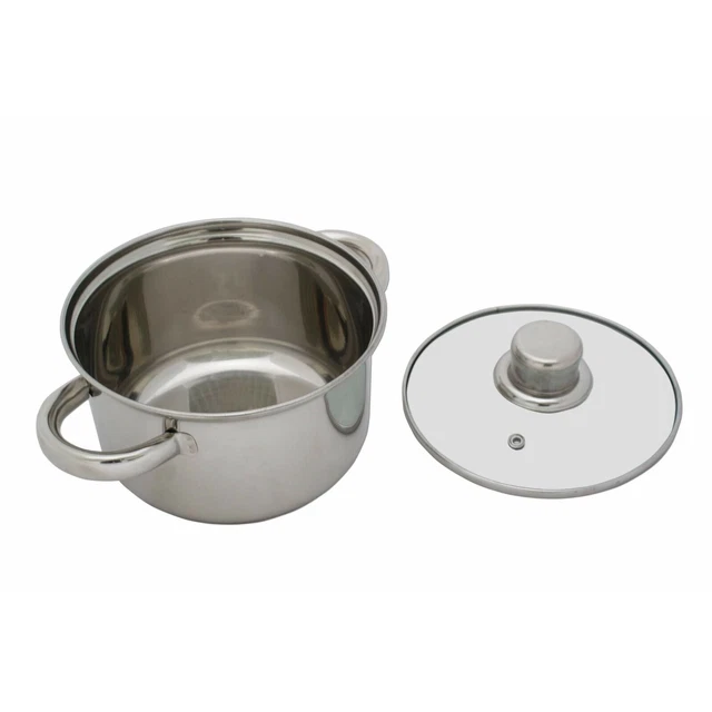 Kochtopf 5,2 Liter 24 cm Edelstahl mit Glas Deckel Topf Kochen Braten Induktion