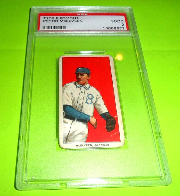 190911 T206 PIÉMONT 350 dos Pryor McElveen Brooklyn Superbas PSA 2 EUR