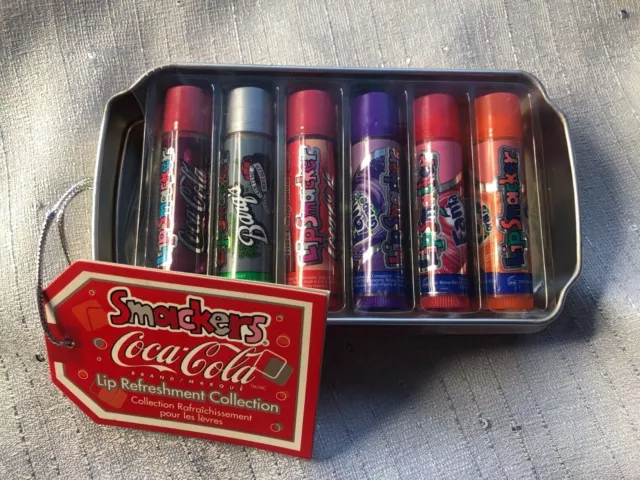 NUEVO LipSmackers Coca-Cola Colección FANTA Estaño, 6 bálsamos labiales 