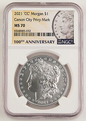 Morgan 2021 CC $1 Silver Dollar Carson City NGC MS70 GEM BU Centennial Label