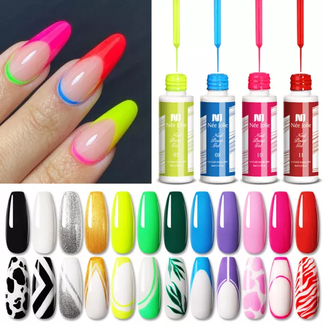 Vernis À Ongles Gel Pour Nail Art 8Ml 12 Couleurs Gel De Peinture Soak Off #