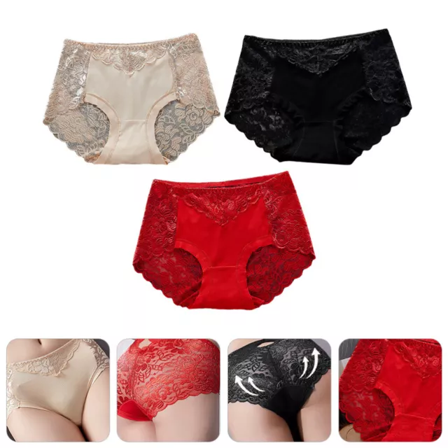 3 Pcs Lace Briefs Miss Plus Size for Women Ladies Lingerie