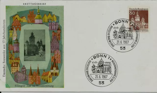 BRD FDC MiNr 498 (7) "Deutsche Bauwerke aus 12 Jahrhunderten (II)" -Weißenburg-