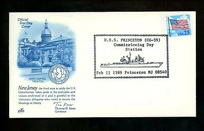 US Naval Ship Cover USS Princeton CG-59 Cold War 1989 NJ Commissioned Artcraft
