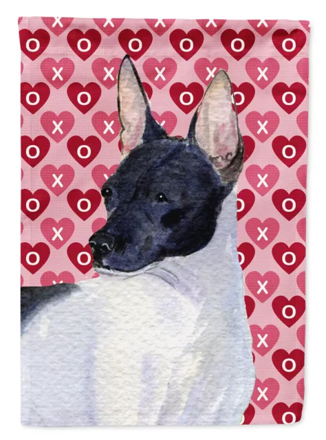 Rat Terrier Hearts Love and Valentine's Day Portrait Flag Garden Size SS4480GF