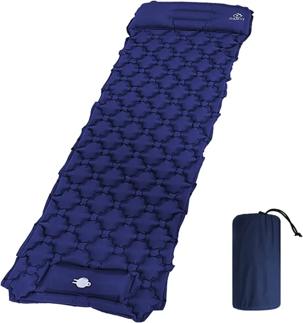 Air Camping Sleeping Pad with Inflatable Pillow &Compact Carrying Bag(Navy Blue)
