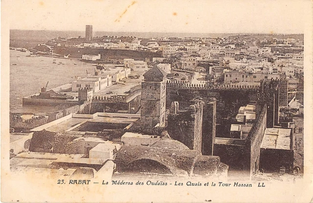 Cpa Maroc Rabat La Medersa Des Oudaias Les Quais Et La Tour Hassan