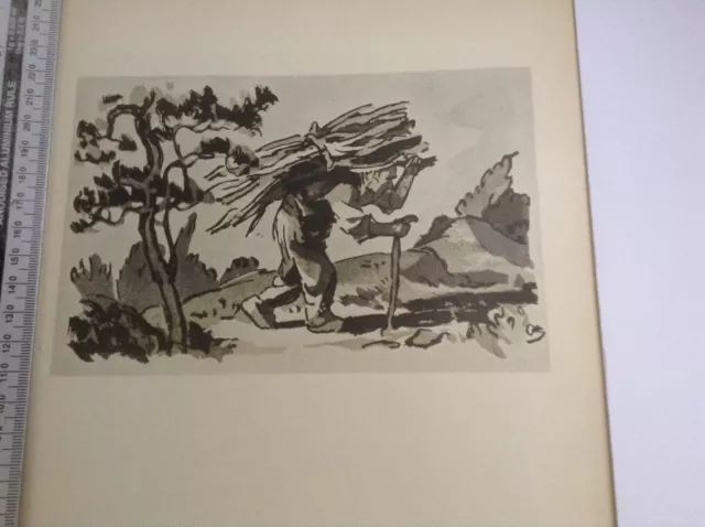 1940s Woodcut print La Mort et le Bucheron by Jules Chadel