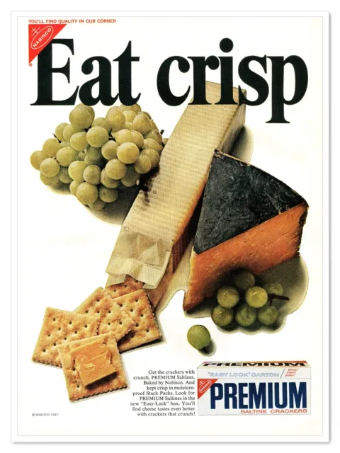 Premium Saltine Crackers Nabisco Eat Crisp Vintage 1968 Full-Page Magazine Ad