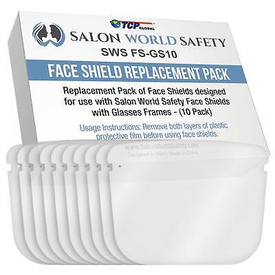 Salon World Safety Replacement Face Shields Only (10 Pack), Glasses Not Included