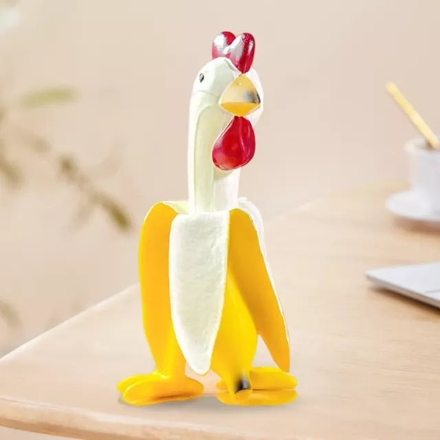 Resin Banana Duck Statue Waterproof Cute Duck Chicken Sculpture for Office Study