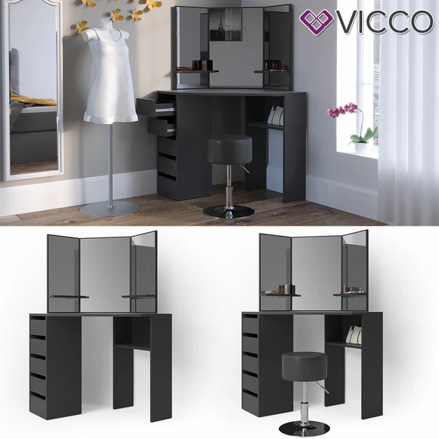 Coiffeuse Arielle Blanc 110cm Vicco | Blanc | Coiffeuse + Miroir | 406673122078603