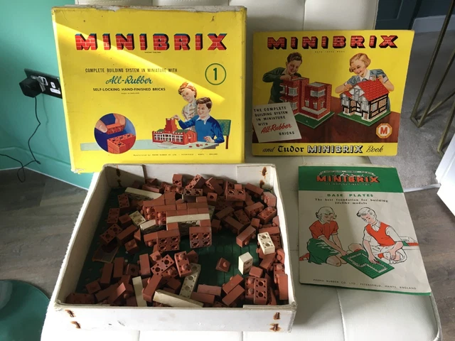 Minibrix VINTAGE 1950'S MINIBRIX toy building system with rubber bricks in ...