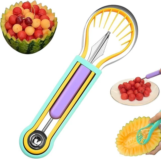 4IN1 WATERMELON CUTTER Slicer Fruit Knife, Multif Melon Baller Scoop