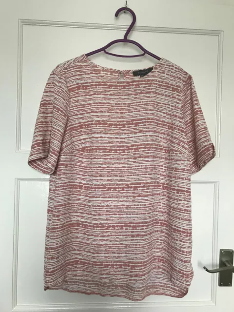 BNWT Pink Stripe Mottled Short Sleeve Boxy T Shirt UK Size 10