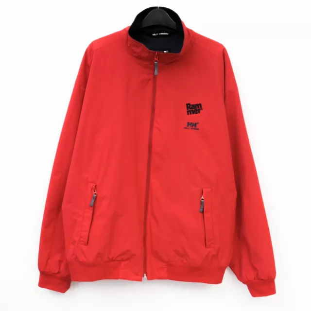 Helly Hansen Uomo XL Rosso Cappotto Giacca a Vento Nylon Impermeabile Zip Top