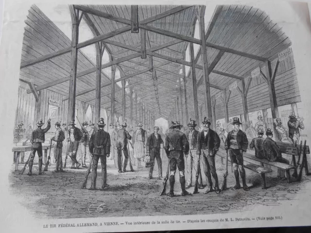 1868 engraving - The German Federal Shooting in Vienna Shooting Room View