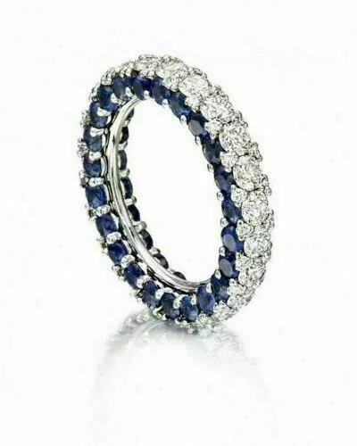 2Ct Round Simulated Diamond Sapphire 14k White Gold Plated Wedding Ring