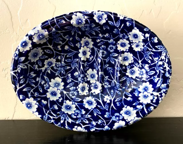 Crownford Staffordshire Trinket Soap Dish Blue White Calico England