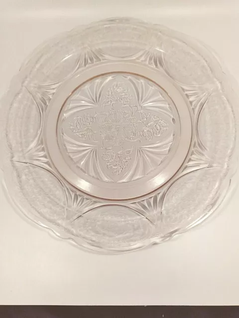 Hazel Atlas "Royal Lace" Pink Depression Glass 10" Dinner Plate s-2F Excellent