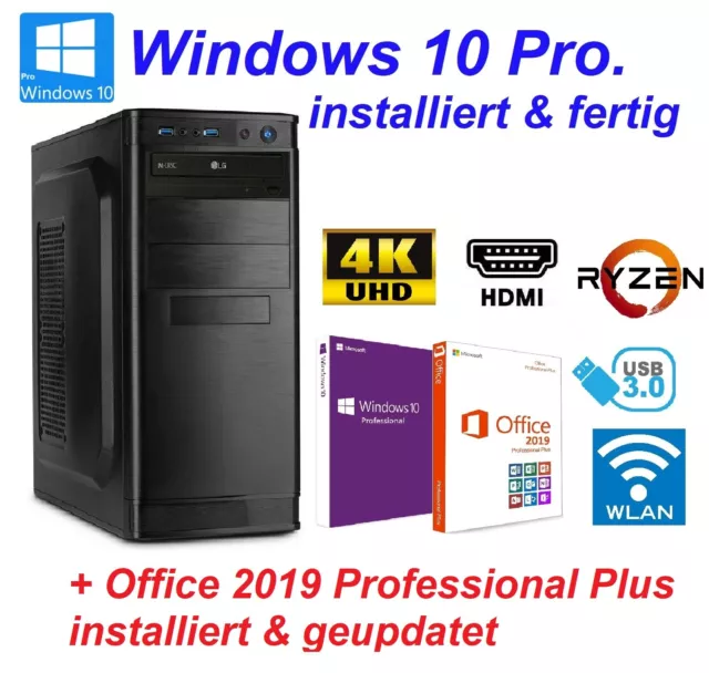 PC Office Büro AMD Ryzen 3 4x 4,00GHz 64GB RAM 250GB SSD 1000GB Windows 10