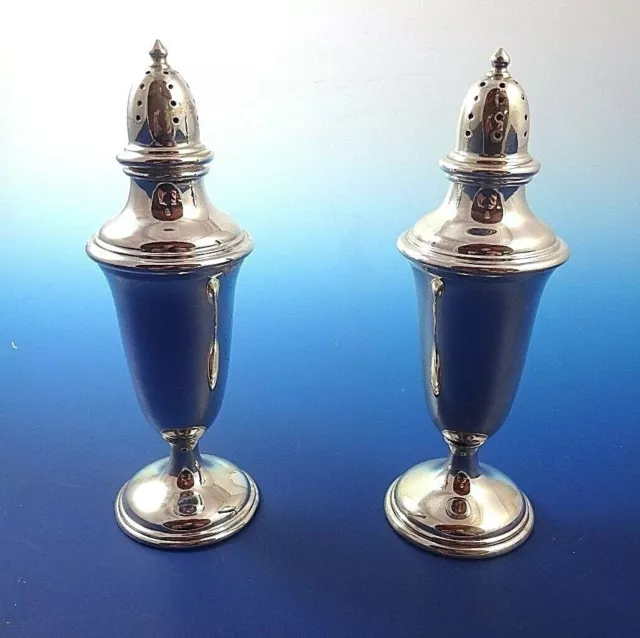 Pair of  Larger Sterling Silver Salt & Pepper Shakers with Monogram (1215)