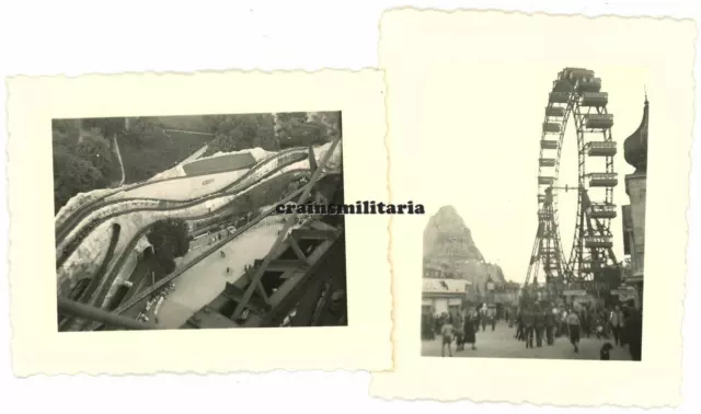 2x Orig. Foto Riesenrad und Miniatur Eisenbahn im Prater WIEN Österreich 1941