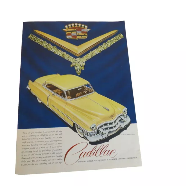 1953 Cadillac Advertising Print Ad Harry Winston Jewels Car Automobile Vintage