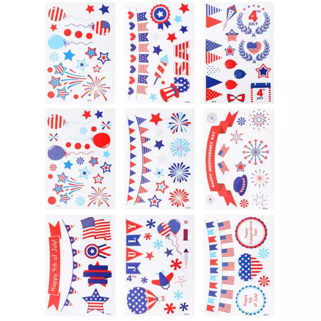 9 Sheets Pvc Independence Day Wall Sticker Patriotic Window Decoration