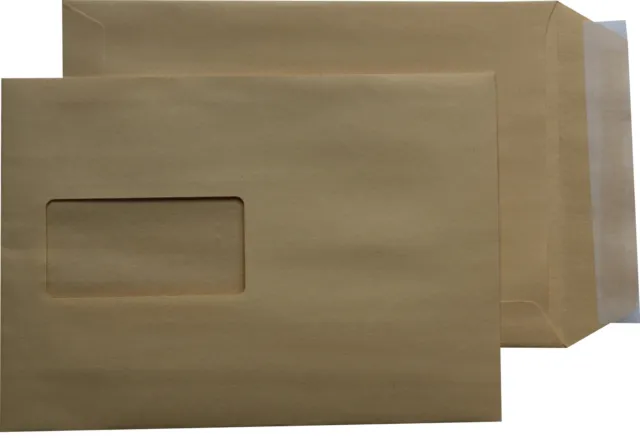 500 St. Versandtaschen DIN B5 braun mit Fenster Briefumschläge Kuvert HK
