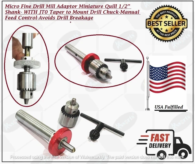 Micro Mill Adapter Miniature Quill 0.3-4 mm Drill 1/2"Shank- (USA Fulfilled)