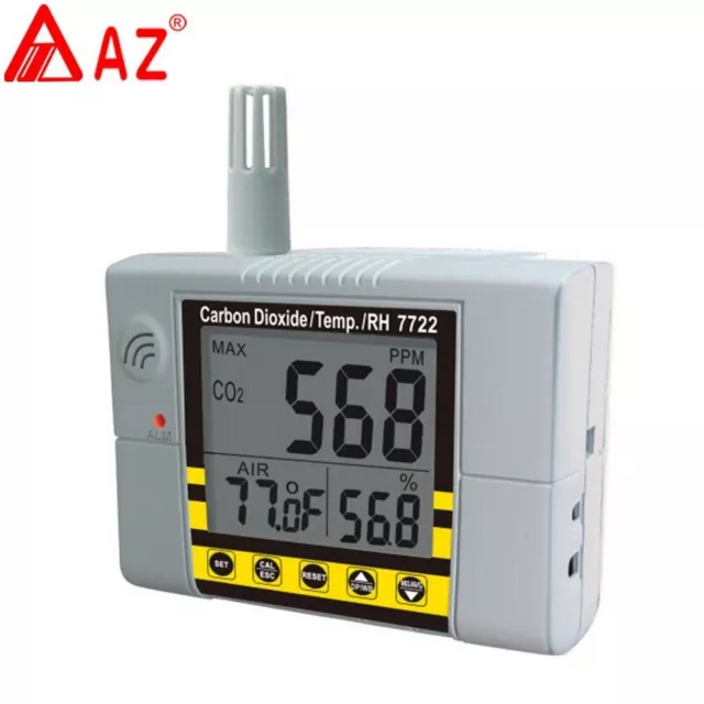 CO2 RH Air Quality Monitor Data Logger ppm Carbon Dioxide Detector 2000ppm Gauge