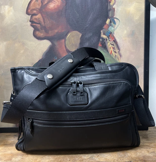 Tumi SLIM DELUXE PORTFOLIO Black Leather Bag 96110D2 Alpha II Briefcase